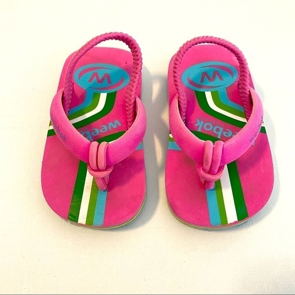 Weebok by Reebok Cute Comfy Baby Girl Flip Flops Lightweight Summer Sandals Pink - Picture 2 of 9